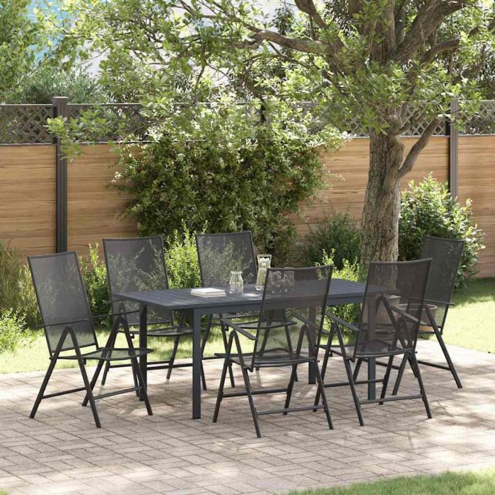 ORHEAT Garden Dining Set 7 pcs Anthracite Powder-coated Steel