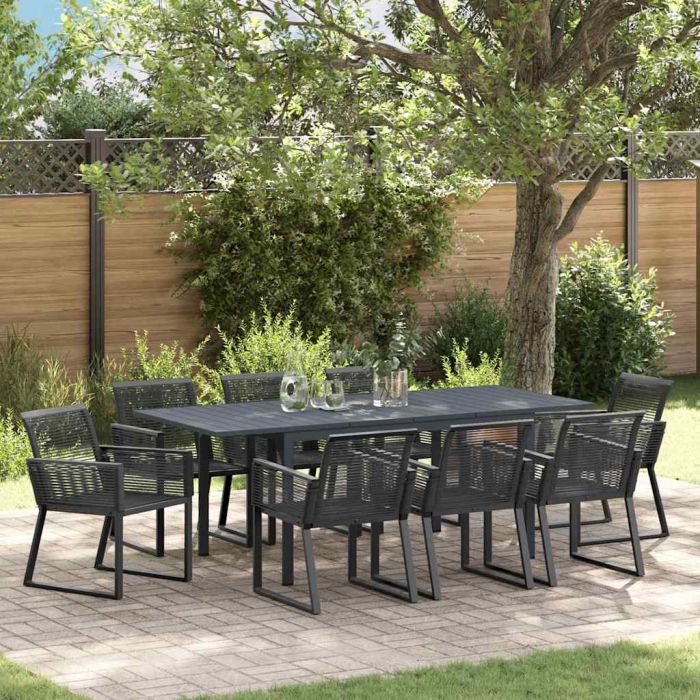 ENLBRO Garden Dining Set 9 pcs Poly Rattan - Black