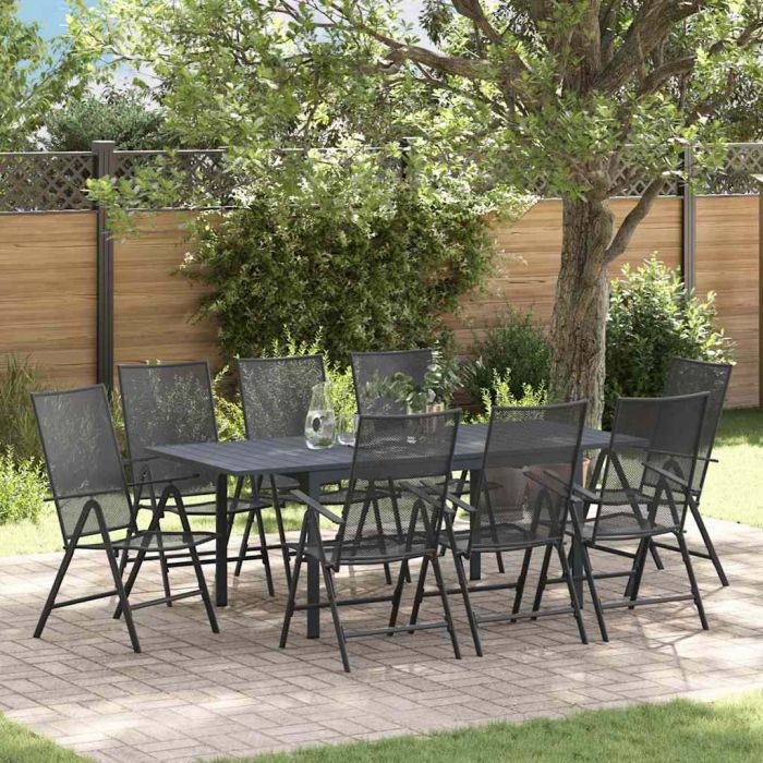 ENLBRO Garden Dining Set Folding 9 pcs Anthracite Steel