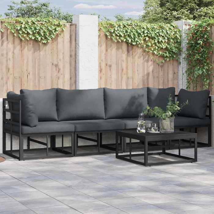 ENLBRO Garden Sofa Set 4 pcs Metal - Black