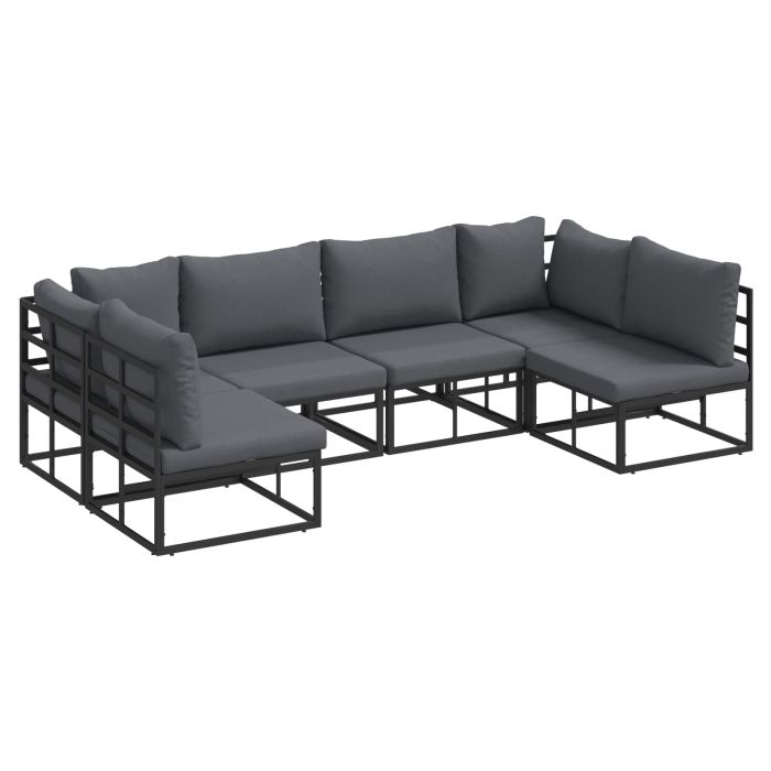 ENLBRO Garden Sofa Set with Cushion 6 pcs Aluminium - Black