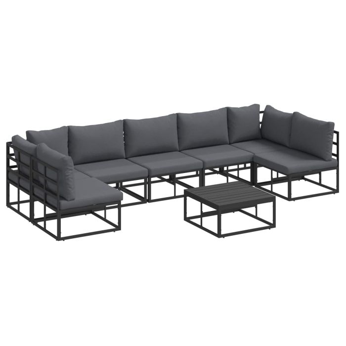 ENLBRO Garden Sofa Set with Cushion 8 pcs Aluminium - Black