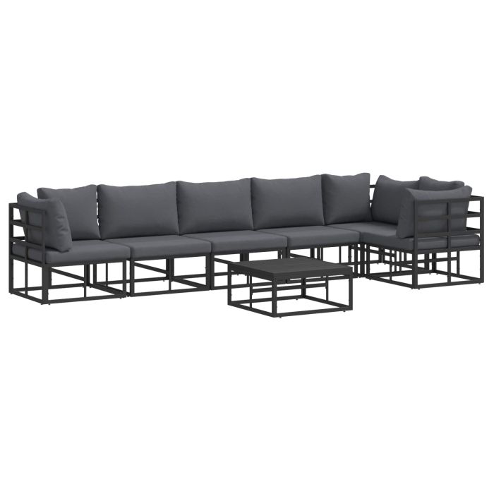 PRCOVE Garden Sofa Set with Cushion 7 pcs Aluminium - Black