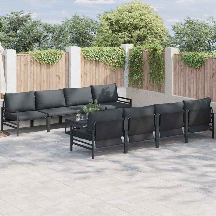 WAVUE Garden Sofa Set with Cushion 9 pcs Steel - Black