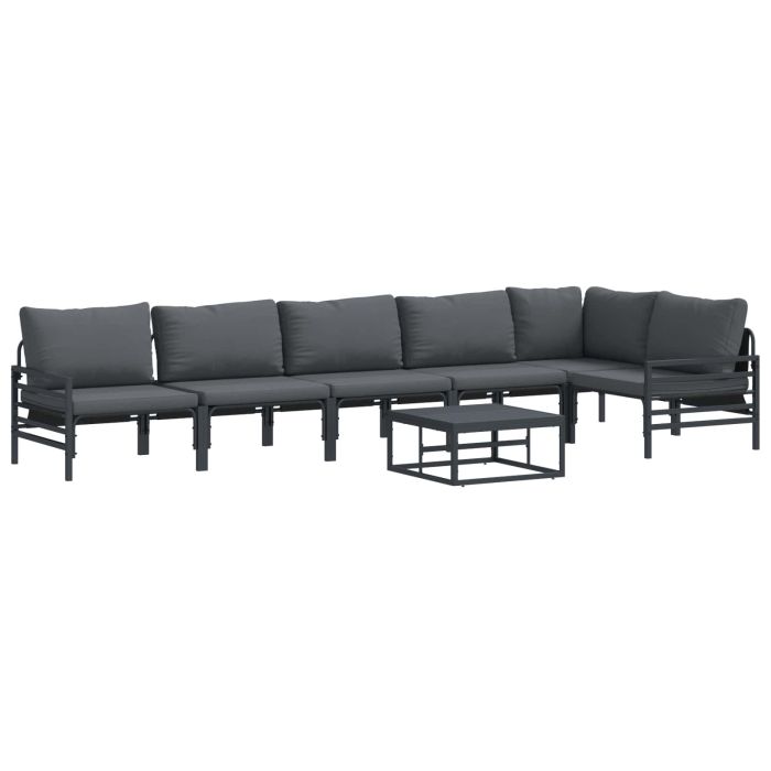 WAVUE Garden Sofa Set with Cushion 7 pcs Steel - Black