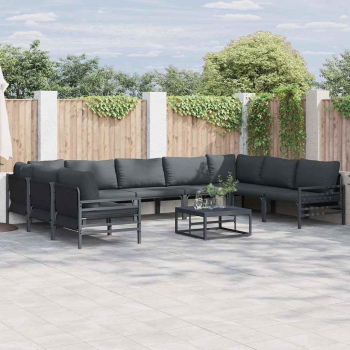 WAVUE Garden Sofa Set with Cushion 9 pcs Steel - Black