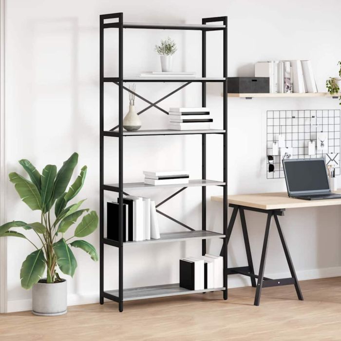 Bookcase Grey sonoma 80 x 30 x 188 cm Engineered wood