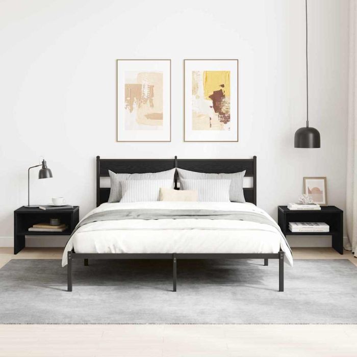 Bedside Cabinet 2 Pieces Black oak 40 x 40 x 30 cm Engineered wood