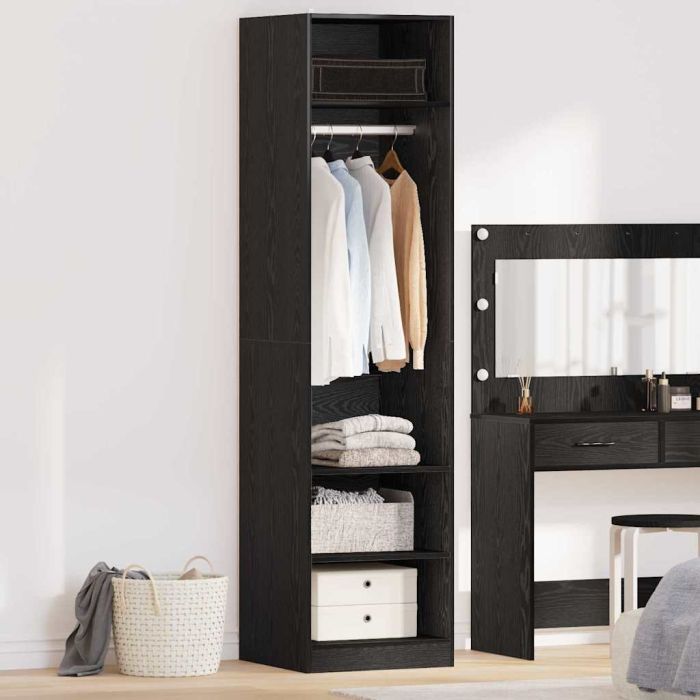 Wardrobe with Shelf with Storage Black oak Engineered wood