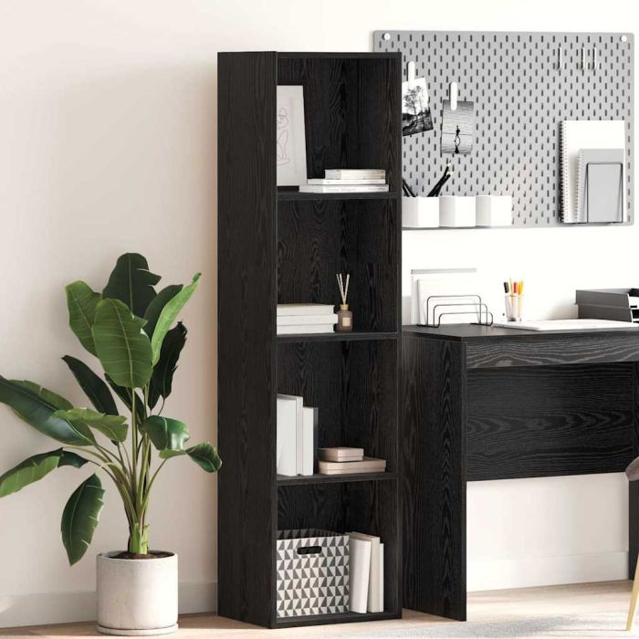 Bookcase Black oak 40 x 30 x 152 cm Engineered Wood
