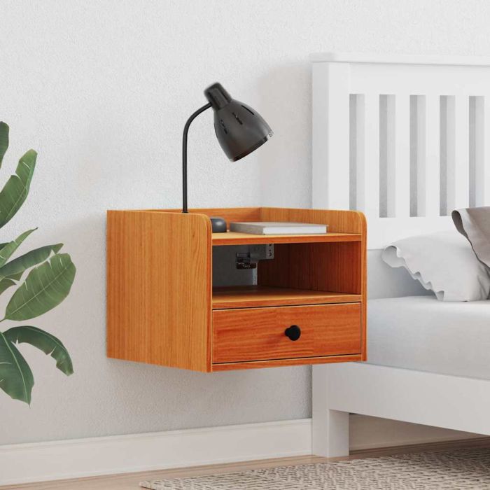 Bedside Table Wax brown 38 x 36 x 29.5 cm Solid pine wood