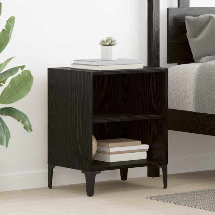 Bedside Cabinet Black Oak 40x30x50 cm Engineered Wood