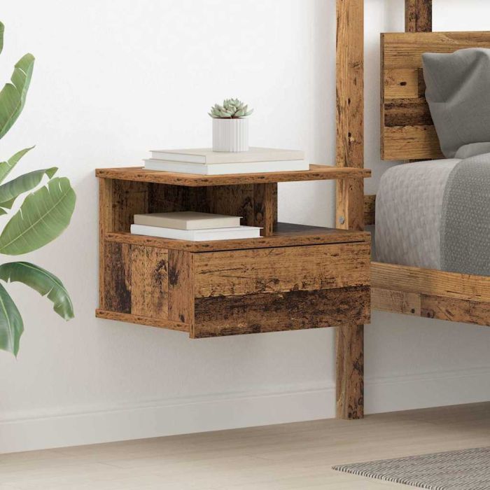 Floating Nightstand Old Wood 40x31x27 cm Engineered Wood