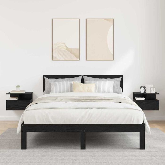 Floating Nightstands 2 pcs Black Oak 40x31x27 cm Engineered Wood
