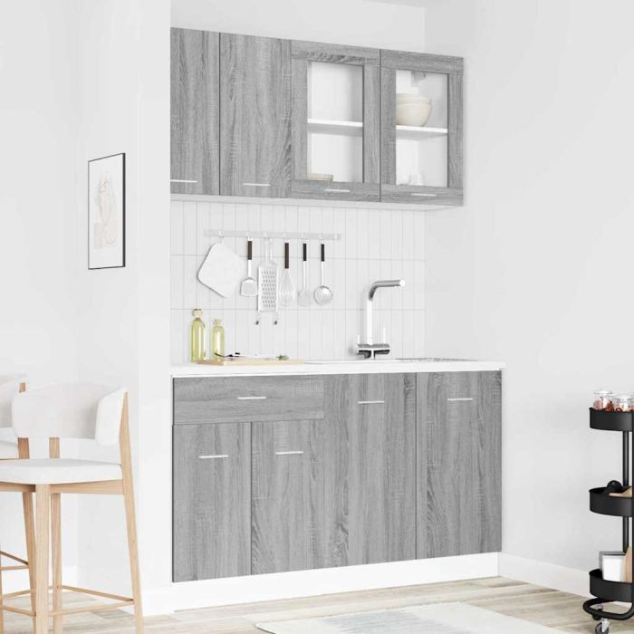 4 Piece Kitchen Cabinet Set Grey Sonoma Engineered Wood