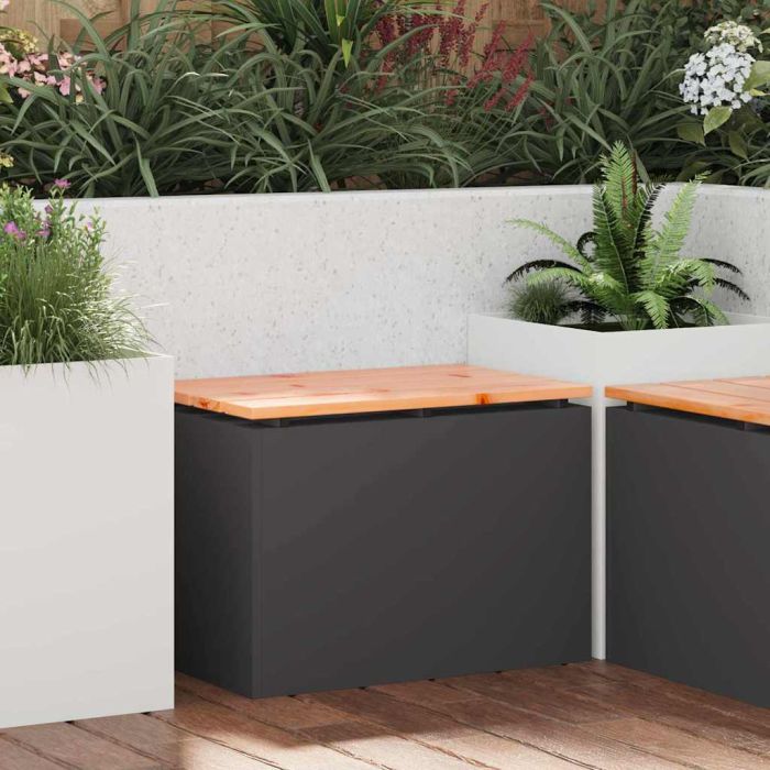 PERCOVE Garden Bench 60x40x43 cm Solid Douglas Wood and Steel - Black