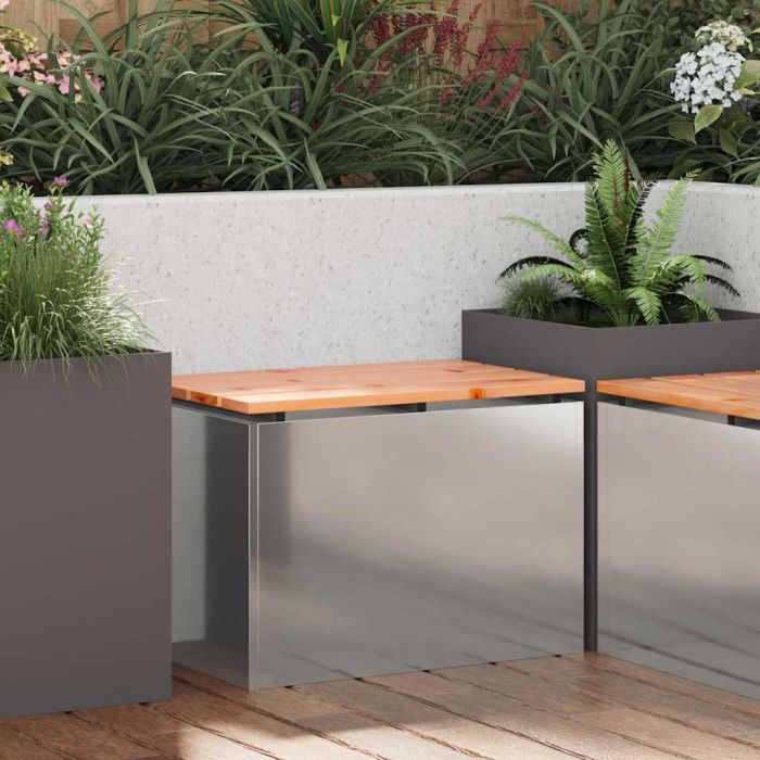 PERCOVE Garden Bench 60x40x43 cm Galvanised Steel - Silver