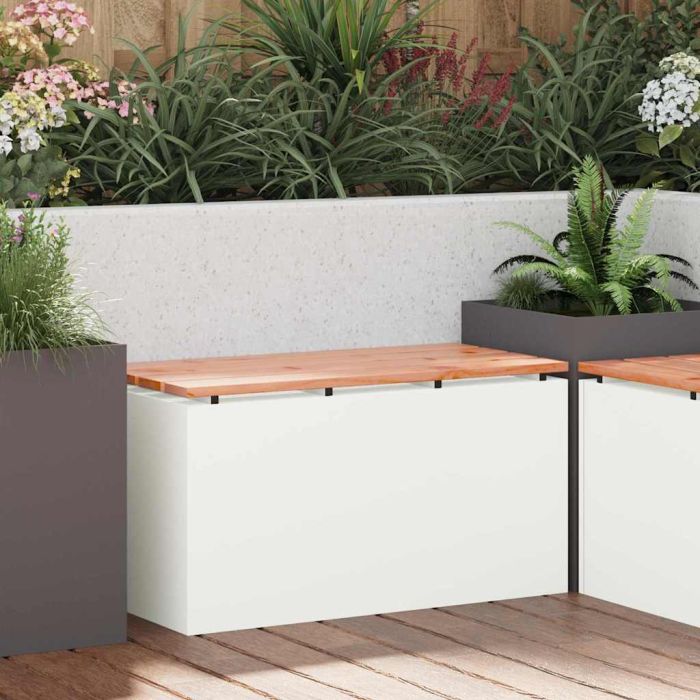 PERCOVE Garden Bench 80x40 x43 cm Steel - White