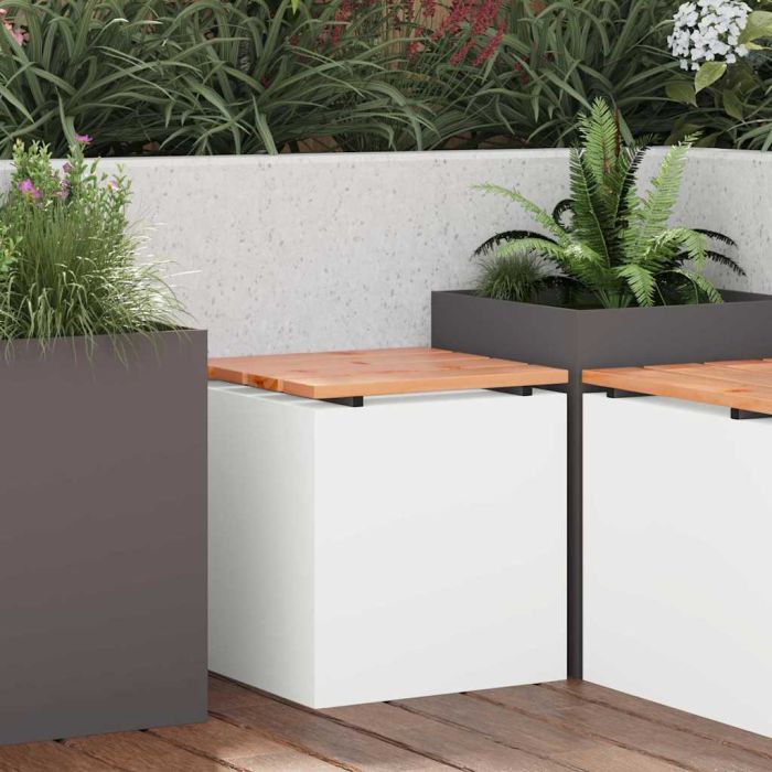 PERCOVE Garden Bench 40x40x43 cm Steel - White