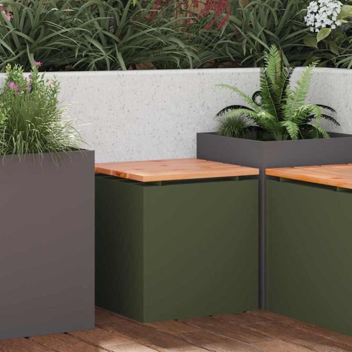 PERCOVE Garden Bench Olive 40x40x43 cm Steel - Green