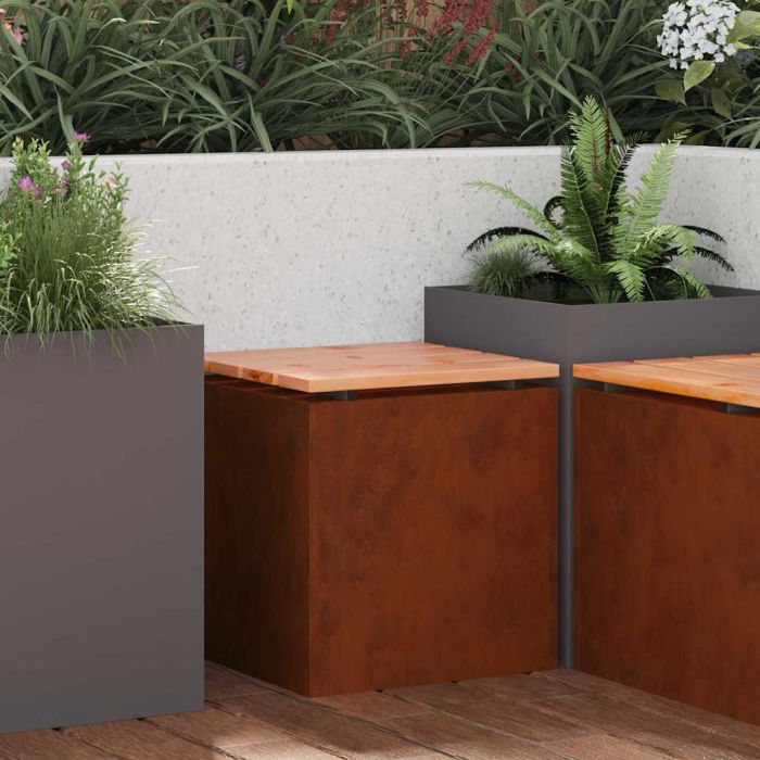 PERCOVE Garden Bench Rusty 40x40x43 cm Weathering Steel