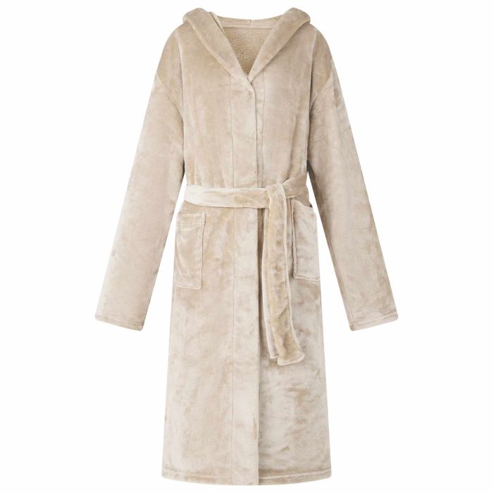 OLHCOVE Bathrobe Hoodie L Flannel - Beige