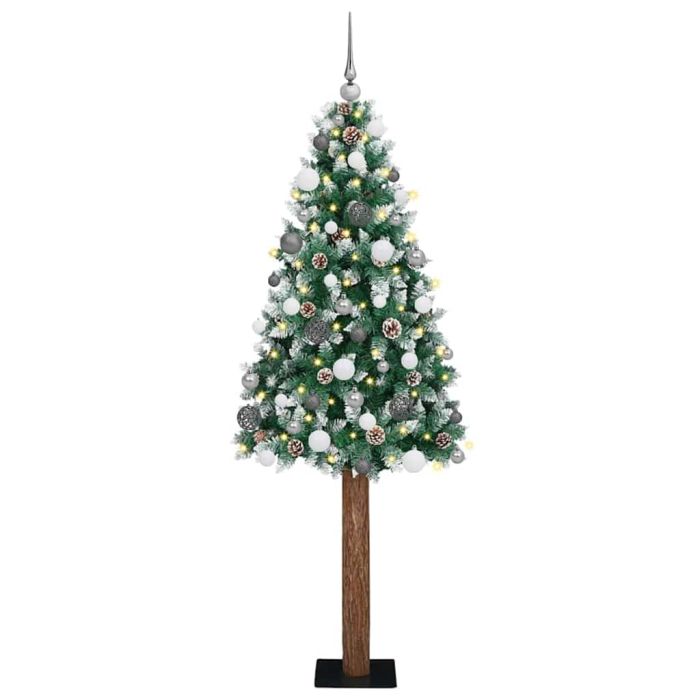 EMBERLY Slim Christmas Tree with 300 LEDs Green and White 180 cm