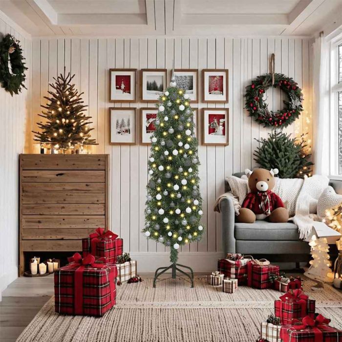 CLOVYN Artificial Christmas Tree with 300 LEDs with Stand Green 180 cm