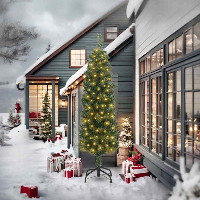 CLOVYN Artificial Christmas Tree with 300 LEDs with Stand Green 240 cm