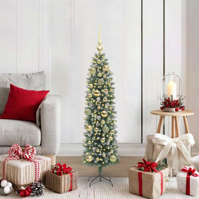 EMVER Artificial Slim Christmas Tree Green and white 120 cm