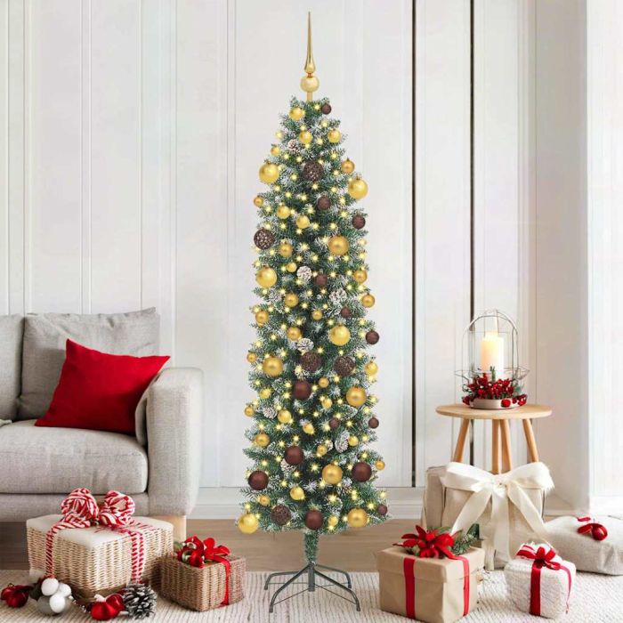 EMVER Artificial Slim Christmas Tree with 300 LEDs Green 180 cm