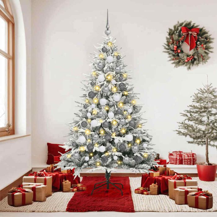 COSMER Artificial Pre-lit Christmas Tree with Ball Set Green 180 cm
