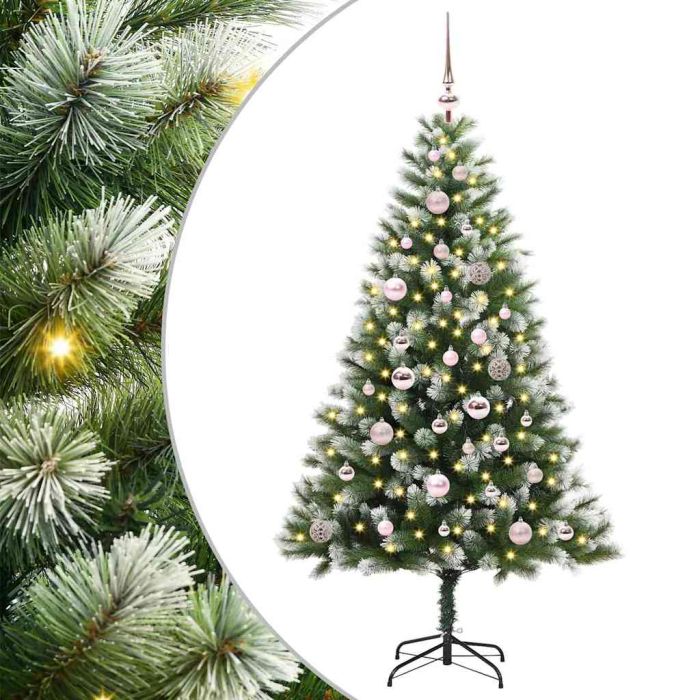 FELWIN Artificial Hinged Christmas Tree with Flocked Snow 150 cm