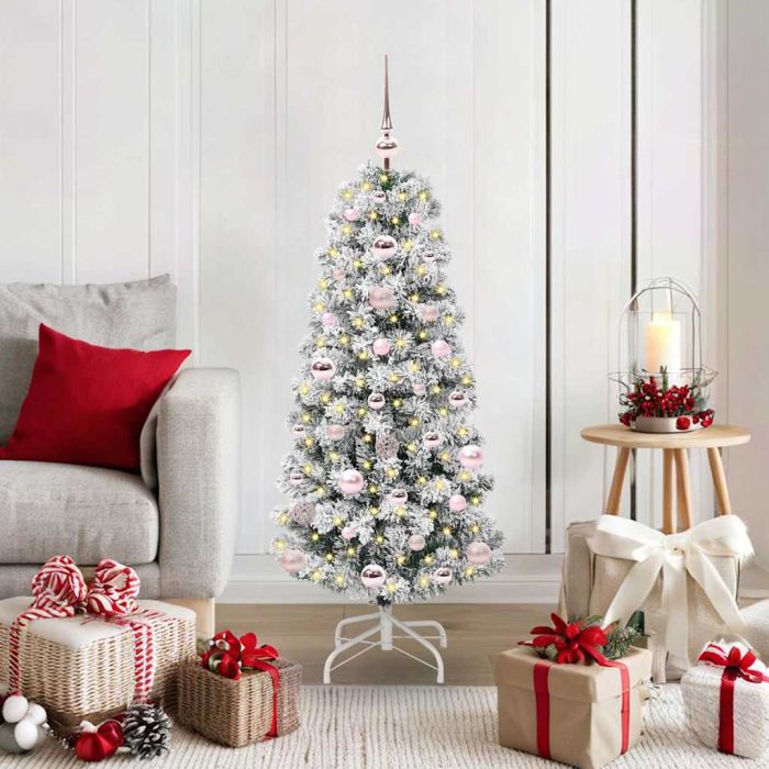 BLINCA Artificial Hinged Christmas Tree Green and white 120 cm