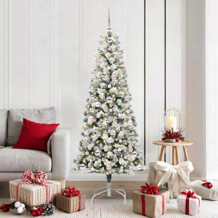 BLINCA Artificial Hinged Christmas Tree Green and white 180 cm