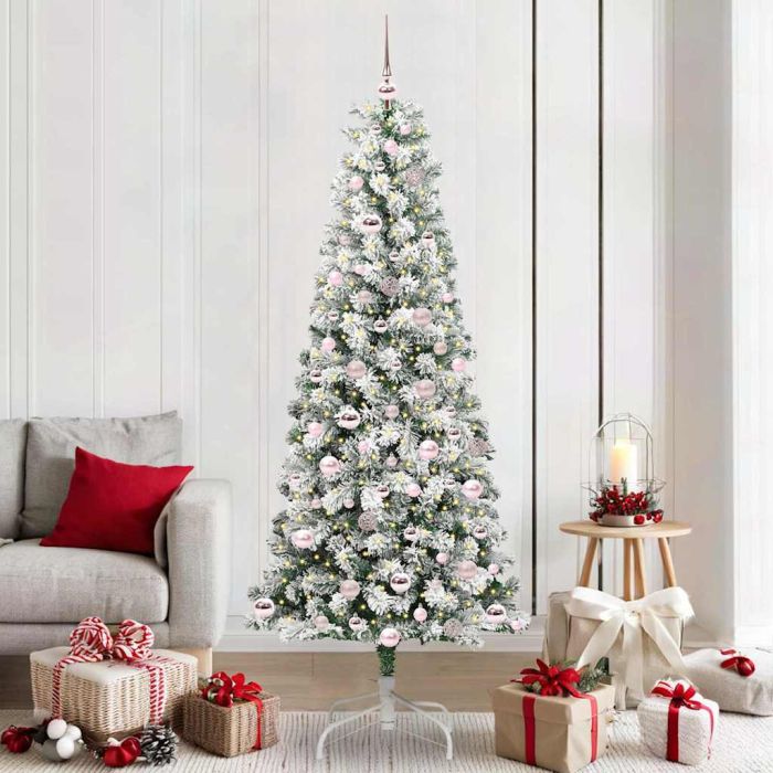 BRILAN Artificial Hinged Christmas Tree Green and white 210 cm