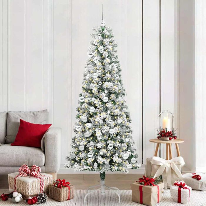 BRILAN Artificial Hinged Christmas Tree Green and white 210 cm