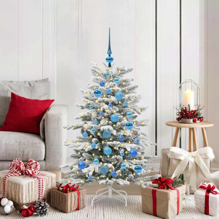 BRILAN Artificial Hinged Christmas Tree White 120 cm PE and PVC