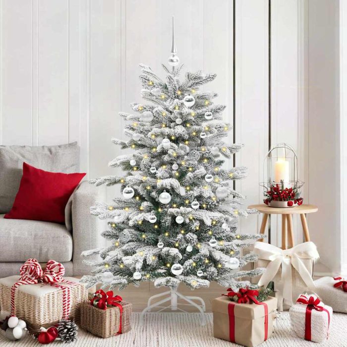 BRILAN Artificial Hinged Christmas Tree White 150 cm PE and PVC
