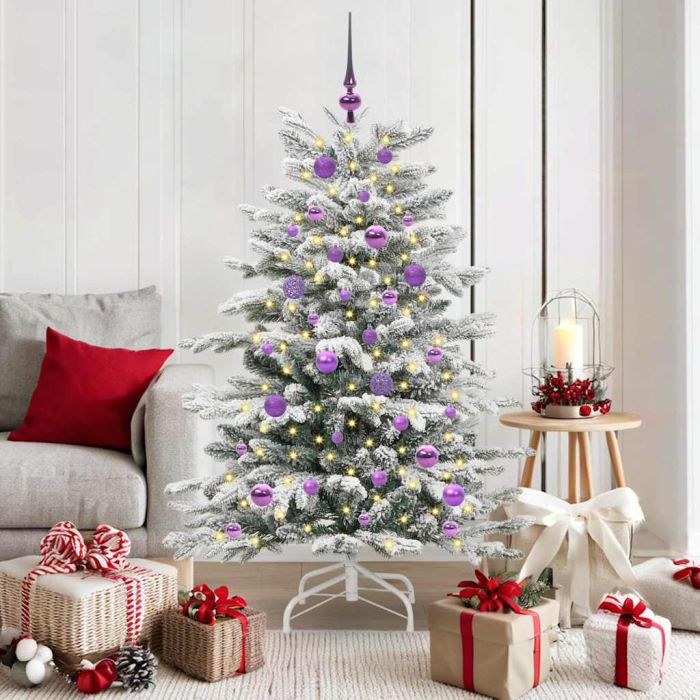 BRILAN Artificial Hinged Christmas Tree White 150 cm PE and PVC
