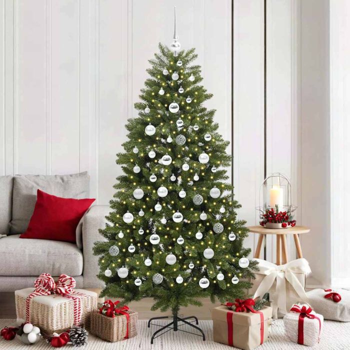 BRILAN Artificial Christmas Tree with Stand Green 180 cm PVC and Metal