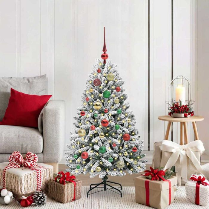 BRILCA Artificial Christmas Tree Green and White 120 cm PVC and Metal
