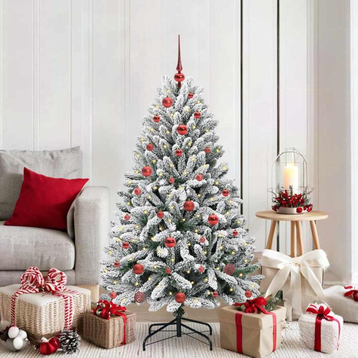 BRILCA Artificial Christmas Tree Green and White 150 cm PVC and Metal