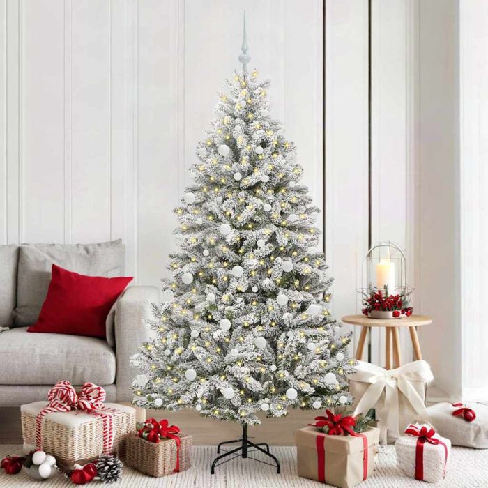 BRILCA Artificial Christmas Tree Green and White 180 cm PVC and Metal