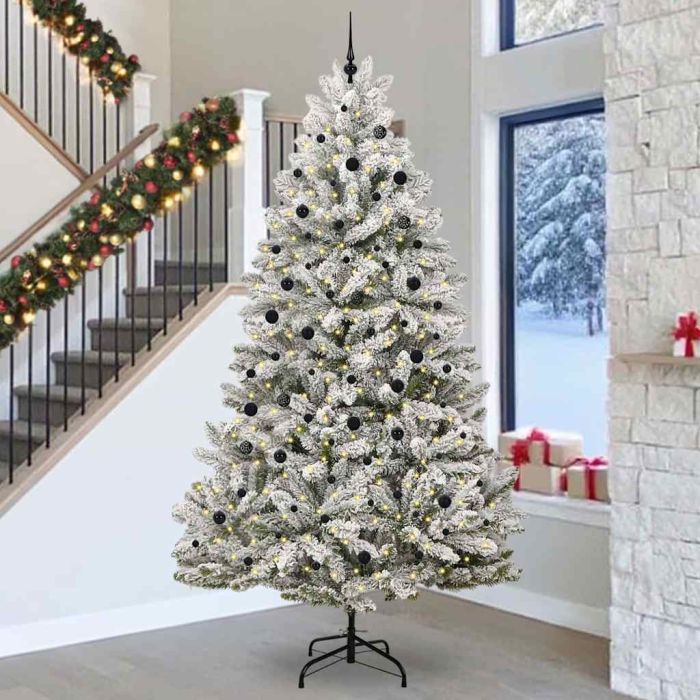 BRILCA Artificial Christmas Tree Green and White 300 cm PVC and Metal