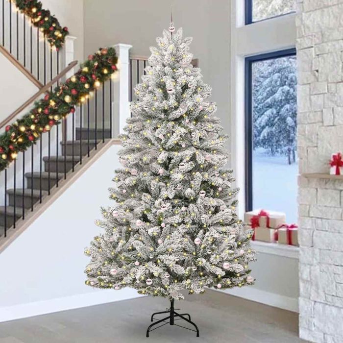 BRILCA Artificial Christmas Tree Green and White 300 cm PVC and Metal