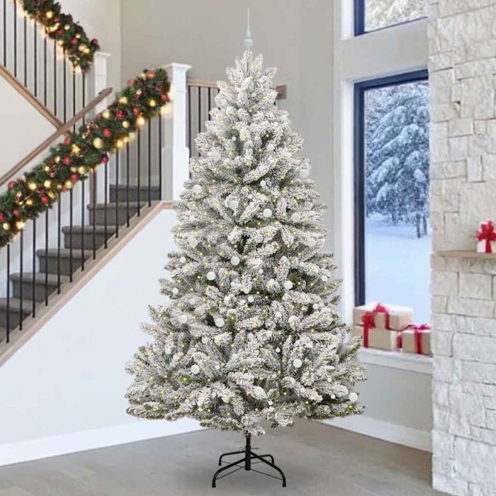 BRILCA Artificial Christmas Tree Green and White 300 cm PVC and Metal