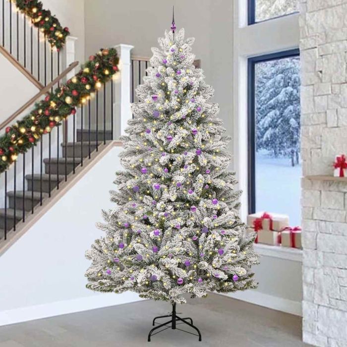 BRILCA Artificial Christmas Tree Green and White 300 cm PVC and Metal