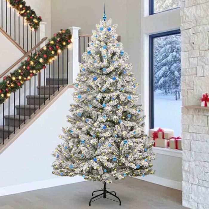 BRILCA Artificial Christmas Tree Green and White 300 cm PVC and Metal