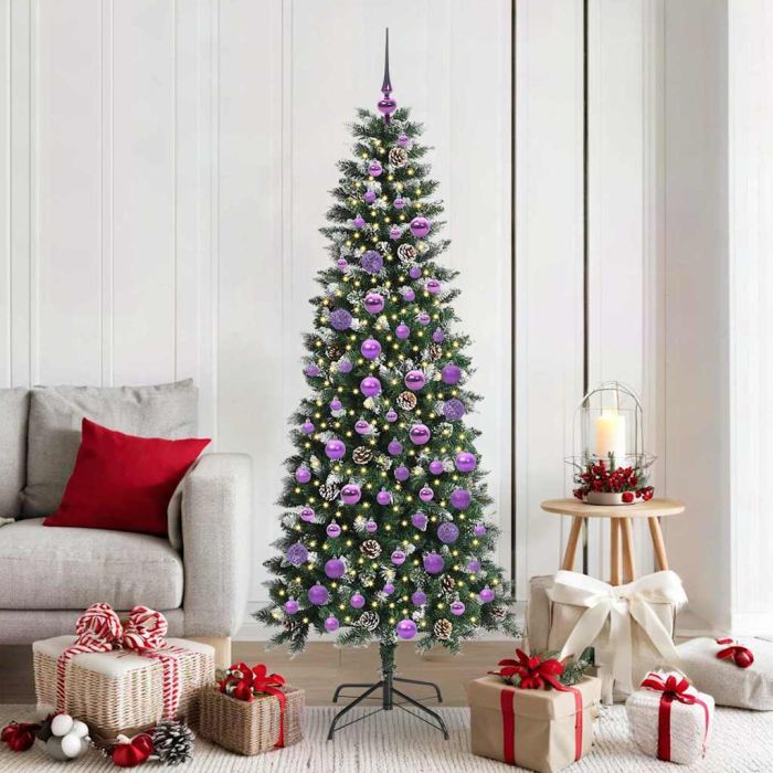BRINLO Artificial Christmas Tree with 300 LEDs with Stand Green 180 cm